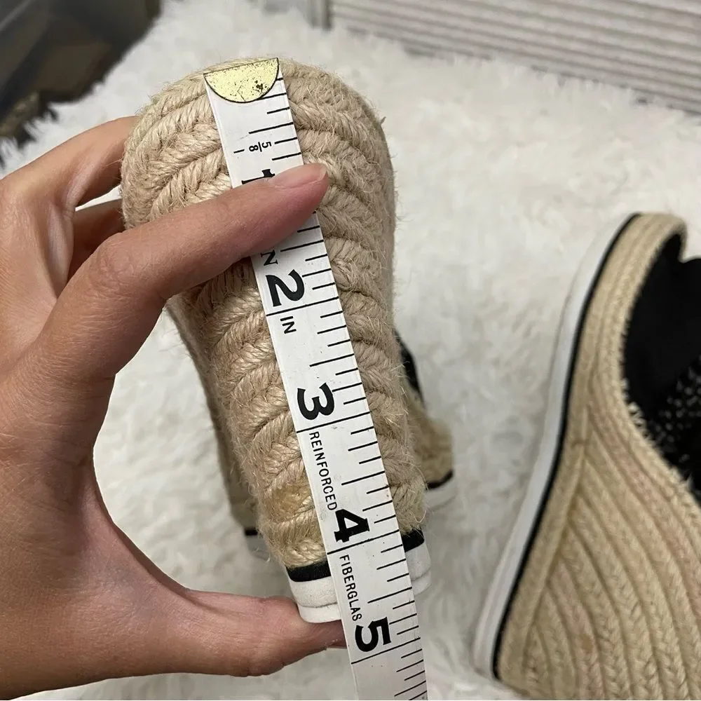 Toms Black Woven Espadrille Wedge Slides